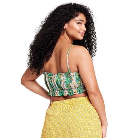 RHODE X Target Mixed Floral & Striped Print Cotton Shirred Crop Top Size Large - Picture 3 of 14